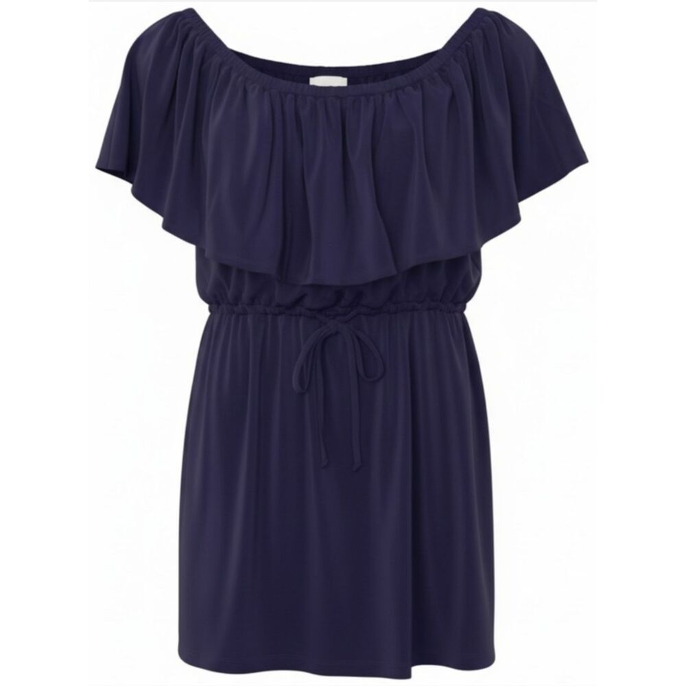 Motherhood Maternity Navy Off The Shoulder Ruffle Top Size S